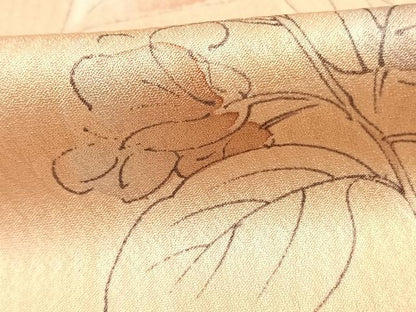 平和屋着物▽上質な小紋 単衣 手描き 枝葉文 正絹 逸品 AABE5692fy