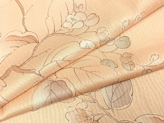 平和屋着物▽上質な小紋 単衣 手描き 枝葉文 正絹 逸品 AABE5692fy