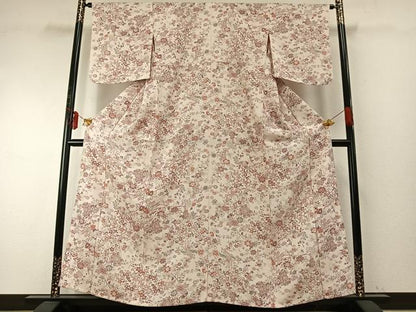 平和屋着物▽上質な小紋　単衣　花鳥文　正絹　逸品　AABE5694fy