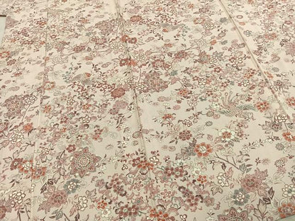 平和屋着物▽上質な小紋　単衣　花鳥文　正絹　逸品　AABE5694fy