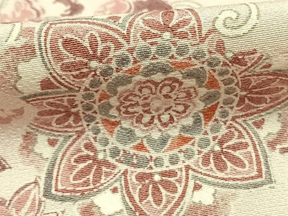 平和屋着物▽上質な小紋　単衣　花鳥文　正絹　逸品　AABE5694fy