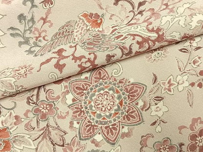 平和屋着物▽上質な小紋　単衣　花鳥文　正絹　逸品　AABE5694fy