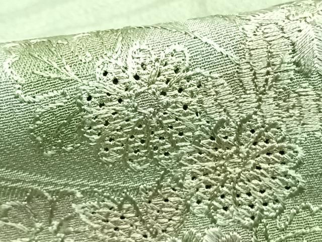 平和屋着物▽訪問着 単衣 中国三大刺繍 汕頭刺繍 スワトウ刺繍 総刺繍 御所車花文 暈し染め 正絹 逸品 未使用 AABE5698fy