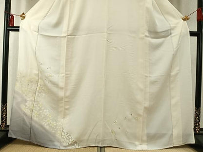 平和屋着物▽訪問着　単衣　舞花文　暈し染め　金彩　正絹　逸品　AABE5700fy