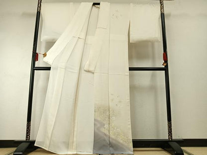 平和屋着物▽訪問着　単衣　舞花文　暈し染め　金彩　正絹　逸品　AABE5700fy