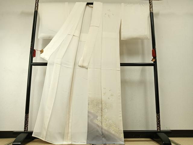 平和屋着物▽訪問着　単衣　舞花文　暈し染め　金彩　正絹　逸品　AABE5700fy