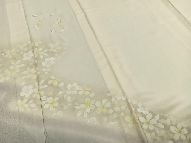 平和屋着物▽訪問着　単衣　舞花文　暈し染め　金彩　正絹　逸品　AABE5700fy