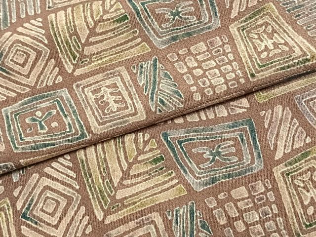 平和屋着物▽上質な小紋　単衣　幾何学文様　鬼しぼ縮緬　やまと誂製　正絹　逸品　AABE5701fy