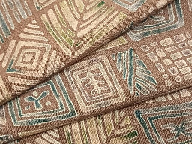 平和屋着物▽上質な小紋　単衣　幾何学文様　鬼しぼ縮緬　やまと誂製　正絹　逸品　AABE5701fy