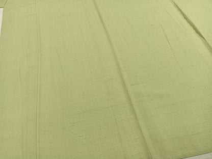 平和屋着物▽本場結城紬 重要無形文化財 単衣 色無地 若菜色 西武百貨店扱い 正絹 逸品 未使用 AABE5702fy
