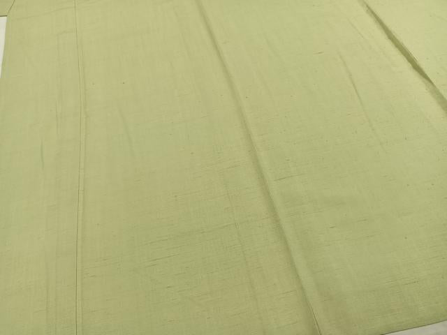 平和屋着物▽本場結城紬 重要無形文化財 単衣 色無地 若菜色 西武百貨店扱い 正絹 逸品 未使用 AABE5702fy