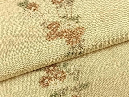 平和屋着物▽上質な紬 単衣 枝花文 暈し染め 正絹 逸品 AABE5704fy