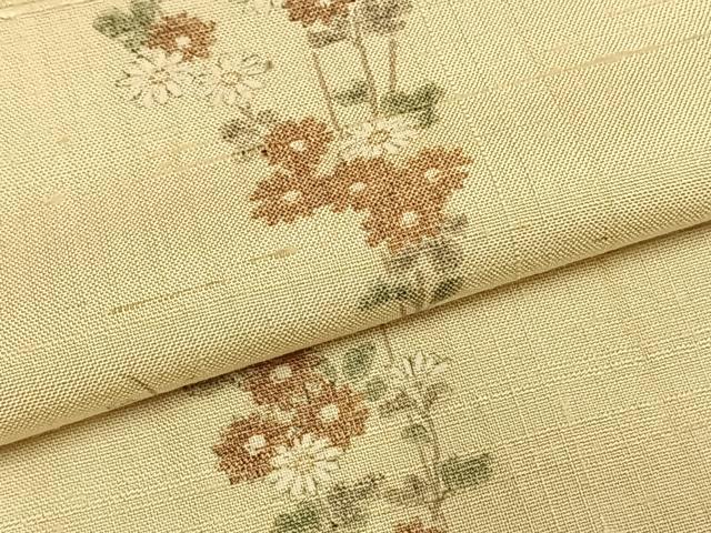 平和屋着物▽上質な紬 単衣 枝花文 暈し染め 正絹 逸品 AABE5704fy
