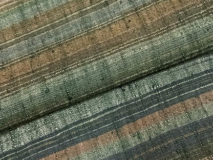 平和屋着物▽上質な紬 単衣 横縞 正絹 逸品 AABE5708fy