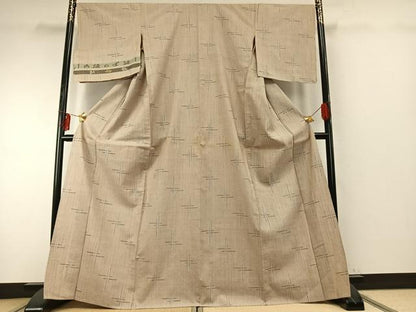 平和屋着物▽日本工芸会正会員　秋山眞和　綾の手紬　手織　本藍染　単衣　十字絣　証紙付き　正絹　逸品　AABE5710fy