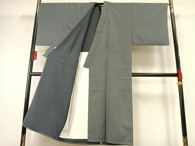 平和屋着物▽男性 お召 単衣 菱文 銀座もとじ 正絹 逸品 AABE5711fy