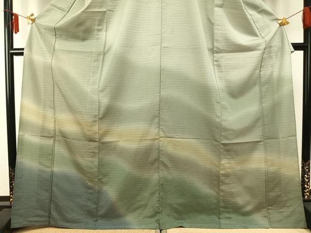 平和屋着物▽本塩沢 やまだ織 訪問着 染色作家 桐村博 単衣 霞文 暈し染め 正絹 逸品 AABE5714fy