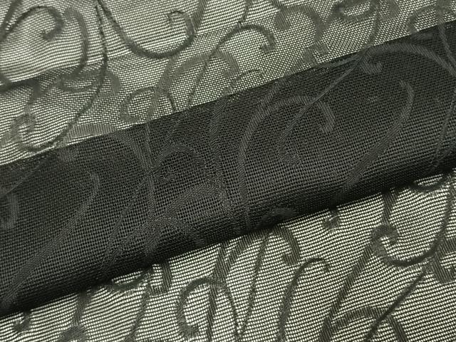 平和屋着物▽羽織 スリーシーズン 春夏秋 塵除け 唐草文 黒地 正絹 逸品 AABE5716fy