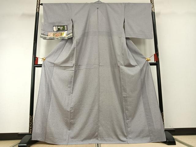平和屋着物▽本場縞大島紬 単衣 手織 暁鼠色 株式会社つむぎや謹製 証紙付き 正絹 逸品 AABE5717fy