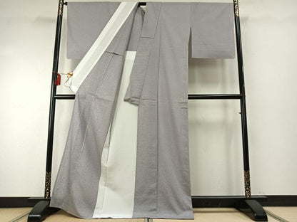 平和屋着物▽本場縞大島紬 単衣 手織 暁鼠色 株式会社つむぎや謹製 証紙付き 正絹 逸品 AABE5717fy