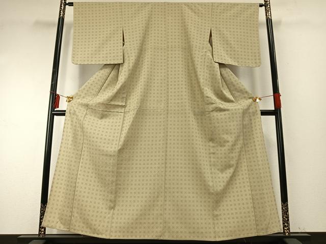 平和屋着物▽本塩沢 単衣 十字絣 正絹 逸品 未使用 AABE5718fy