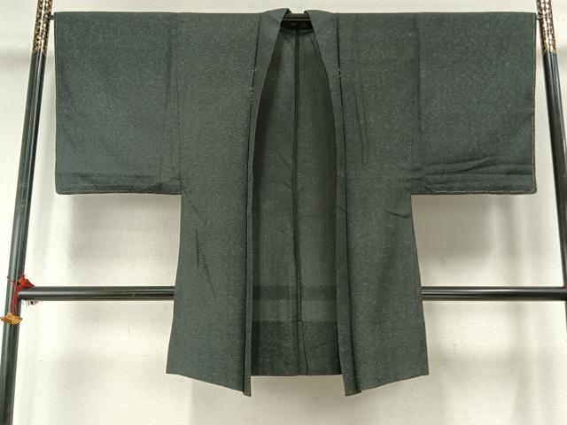 平和屋着物▽男性 長羽織 単衣 スリーシーズン 春夏秋 塵除け 藍墨茶色 正絹 逸品 AABE5719fy