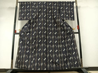 平和屋着物▽上質な紬 単衣 琉球絣 正絹 逸品 AABE5720fy