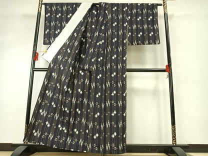 平和屋着物▽上質な紬 単衣 琉球絣 正絹 逸品 AABE5720fy