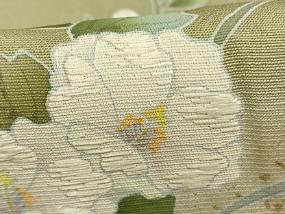 平和屋着物▽訪問着　単衣　友禅　刺繍　草花文　暈し染め　金彩　正絹　逸品　AABE5721fy