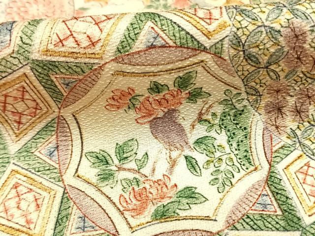 平和屋着物▽上質な小紋 単衣 花絵皿文 正絹 逸品 AABE5722fy
