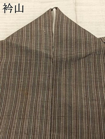 平和屋着物▽上質な紬 単衣 縞 鈴乃屋扱い 正絹 逸品 AABE5723fy