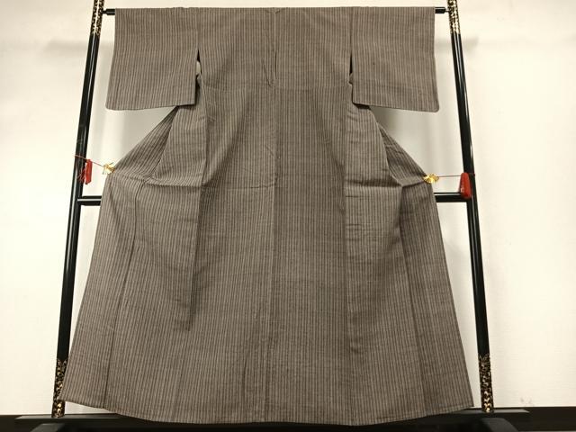 平和屋着物▽上質な紬 単衣 縞 鈴乃屋扱い 正絹 逸品 AABE5723fy