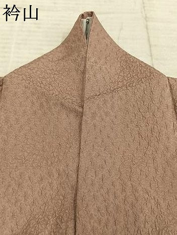 平和屋着物▽上質な色無地 単衣 花尽くし地紋 水柿色 正絹 逸品 AABE5724fy