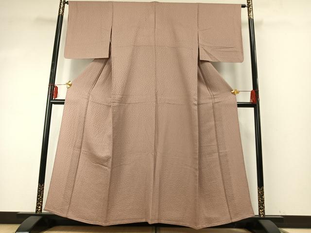 平和屋着物▽上質な色無地 単衣 花尽くし地紋 水柿色 正絹 逸品 AABE5724fy