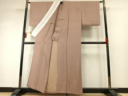 平和屋着物▽上質な色無地 単衣 花尽くし地紋 水柿色 正絹 逸品 AABE5724fy