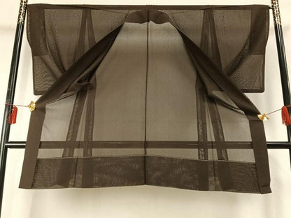 平和屋着物▽男性 長羽織 スリーシーズン 春夏秋 塵除け 栗色 正絹 逸品 AABE5725fy