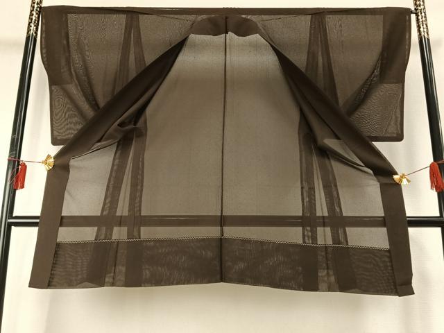 平和屋着物▽男性 長羽織 スリーシーズン 春夏秋 塵除け 栗色 正絹 逸品 AABE5725fy