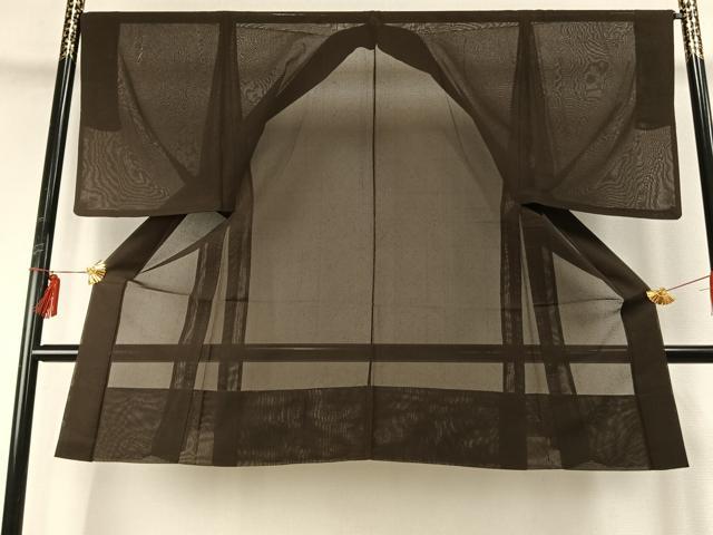 平和屋着物▽男性 長羽織 スリーシーズン 春夏秋 塵除け 栗色 正絹 逸品 AABE5725fy