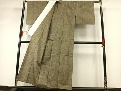 平和屋着物▽上質な紬 単衣 霞文 正絹 逸品 AABE5727fy