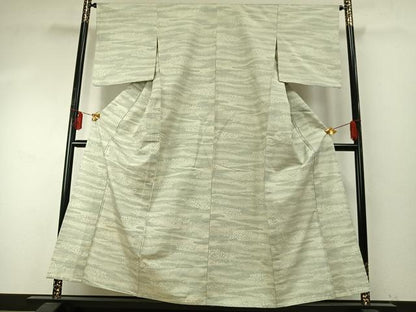平和屋着物▽上質な紬 単衣 霞文 正絹 逸品 AABE5728fy