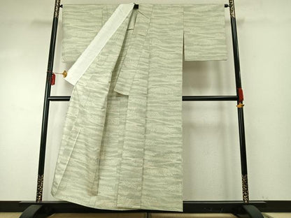 平和屋着物▽上質な紬 単衣 霞文 正絹 逸品 AABE5728fy