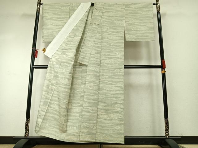 平和屋着物▽上質な紬 単衣 霞文 正絹 逸品 AABE5728fy