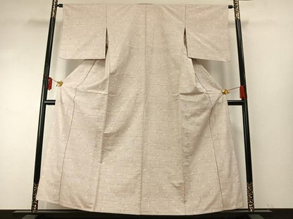 平和屋着物▽上質な紬 単衣 草花文 正絹 逸品 AABE5730fy