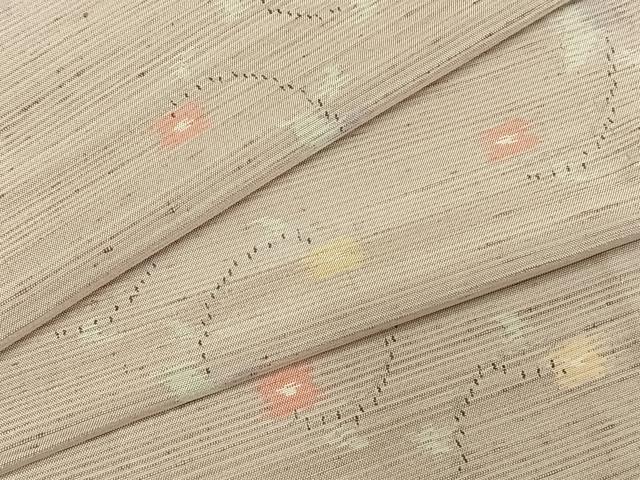 平和屋着物▽上質な紬 単衣 草花文 正絹 逸品 AABE5730fy