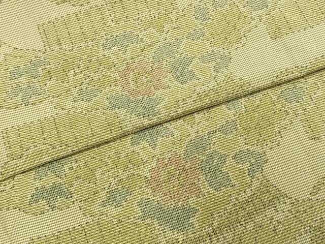平和屋着物▽上質な紬 単衣 風景花文 正絹 逸品 AABE5731fy