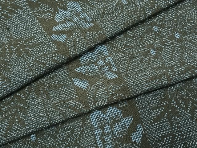 平和屋着物▽上質な紬 単衣 草花文 正絹 逸品 未使用 AABE5732fy