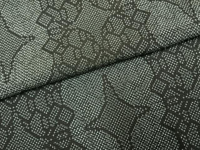 平和屋着物▽本塩沢 単衣 幾何学文様 正絹 逸品 AABE5733fy