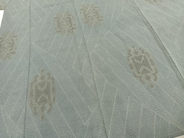 平和屋着物▽本塩沢 単衣 幾何学文様 正絹 逸品 AABE5734fy