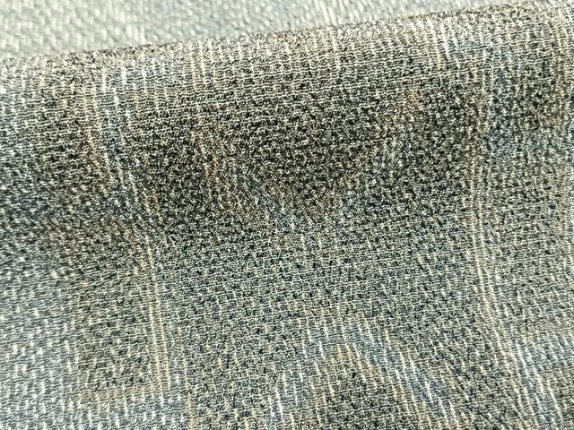 平和屋着物▽本塩沢 単衣 幾何学文様 正絹 逸品 AABE5734fy