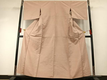 平和屋着物▽上質な紬 単衣 色無地 洗柿色 正絹 逸品 AABE5735fy
